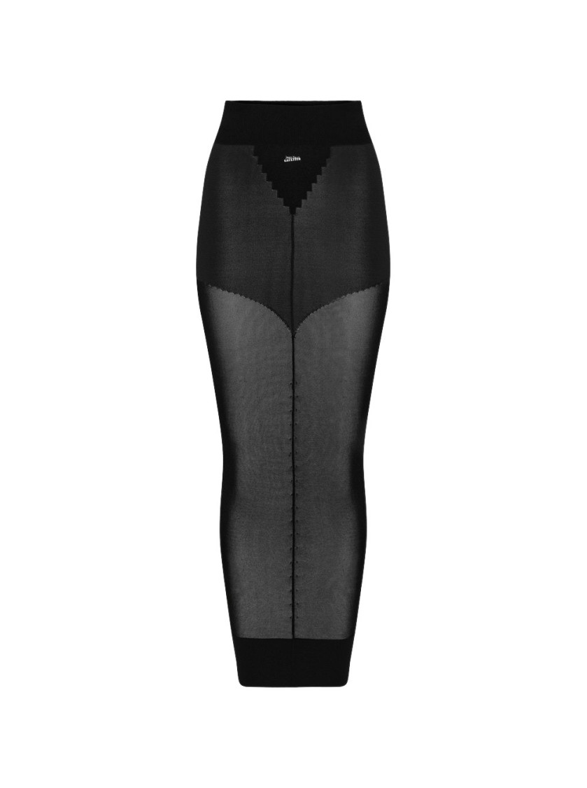 Jean Paul Gaultier Logo Knit Long Skirt Black In Black