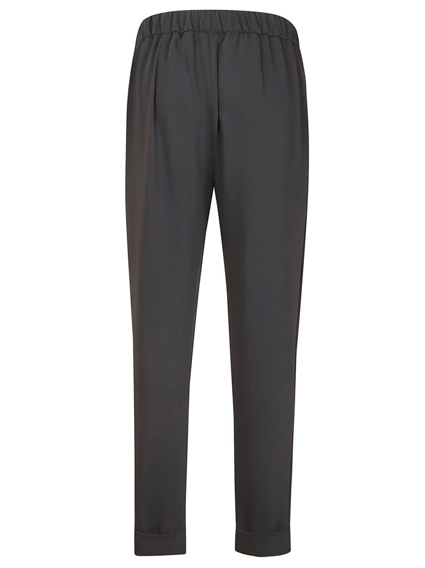 P.a.r.o.s.h . Tapered Black Tailored Pants With Elastic Waistband In Black