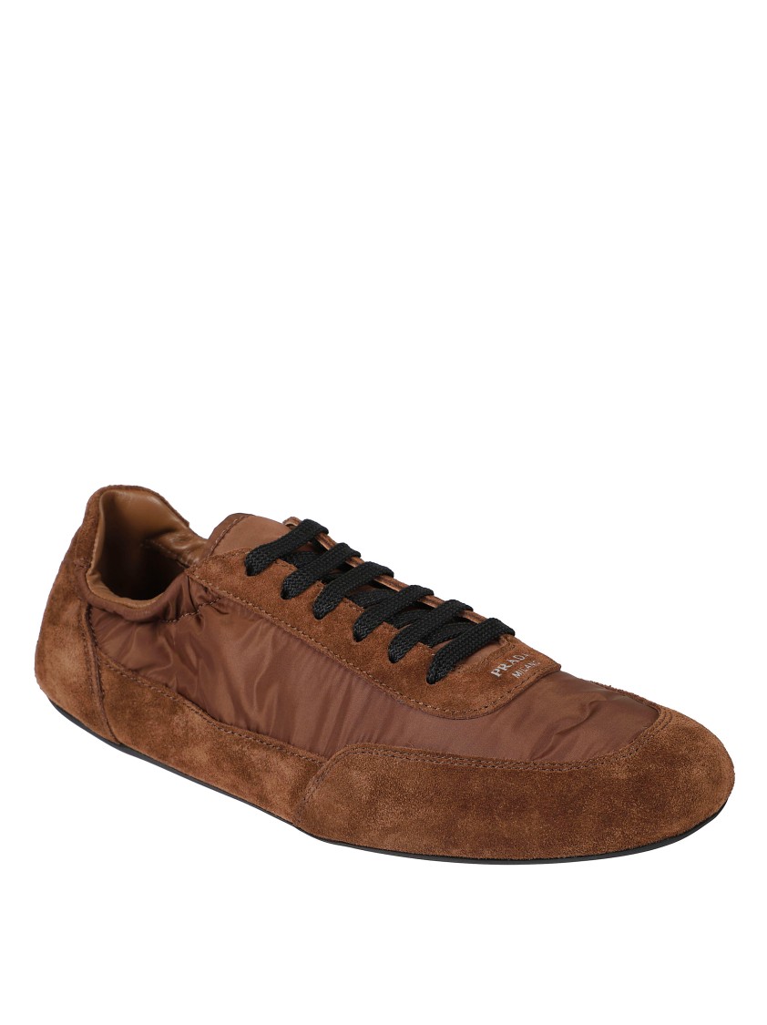 Prada Geometric Tread Lightweight Ballerina Sole In Brown