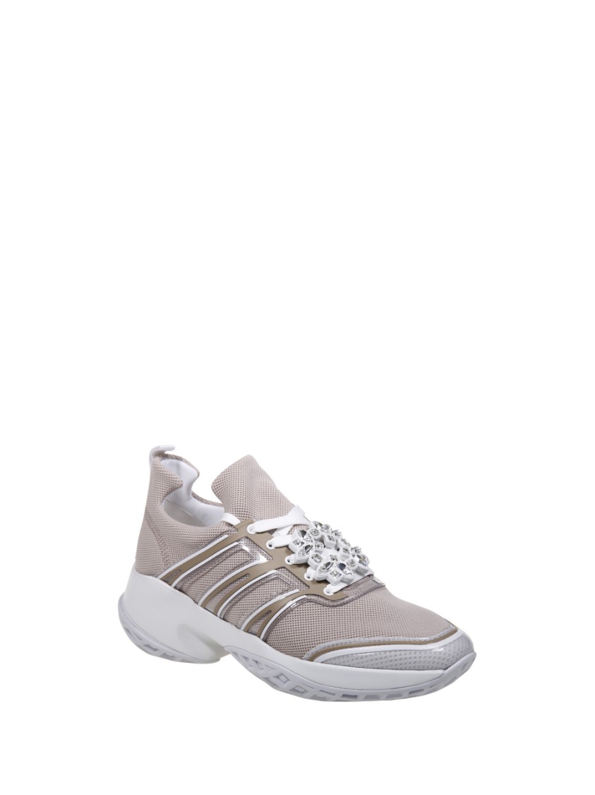 Roger Vivier Crystal Embellished Mesh Lace-up Sneaker