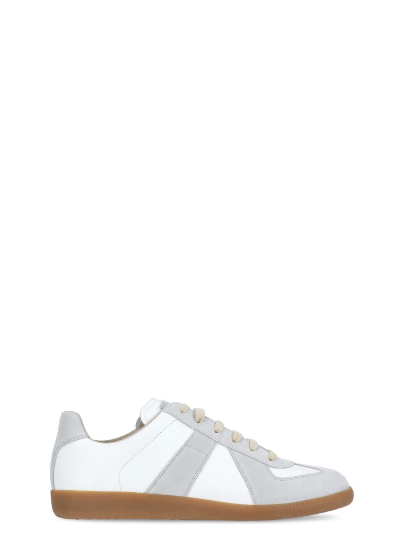 Shop Maison Margiela White Leather Replica Sneakers