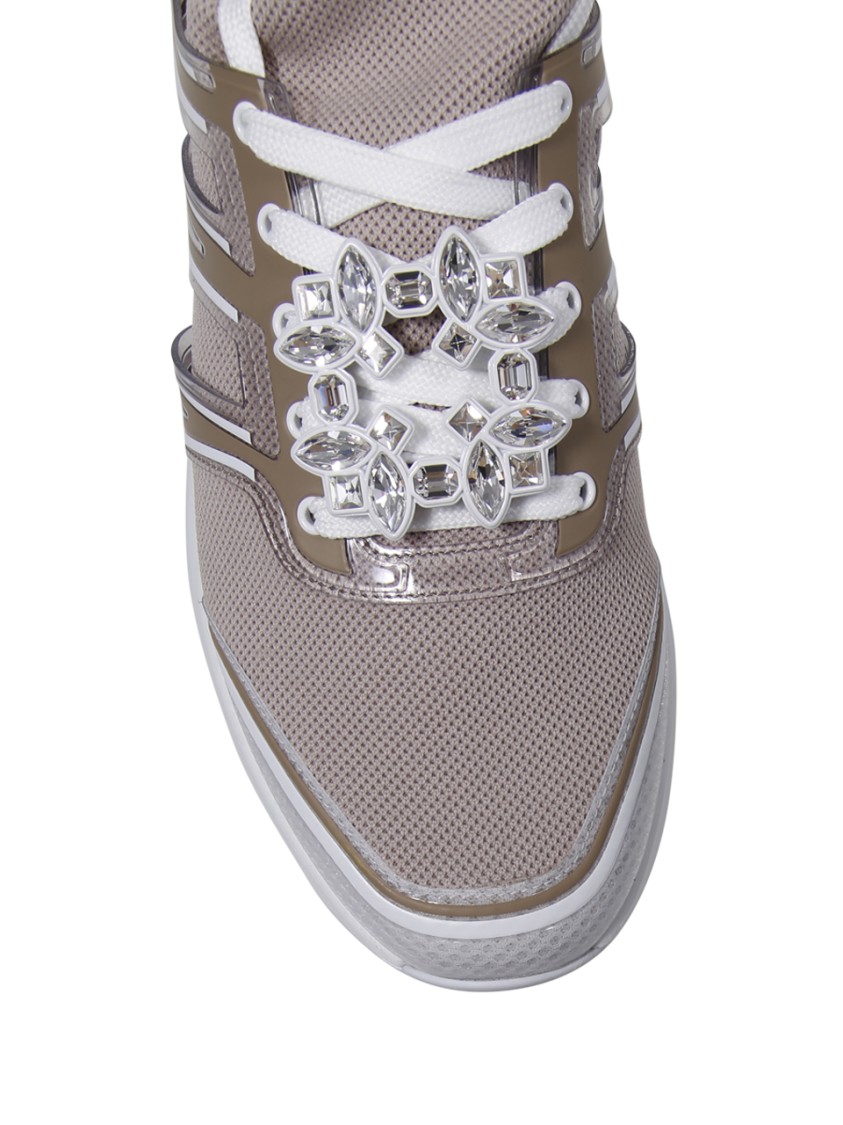 Roger Vivier Crystal Embellished Mesh Lace-up Sneaker