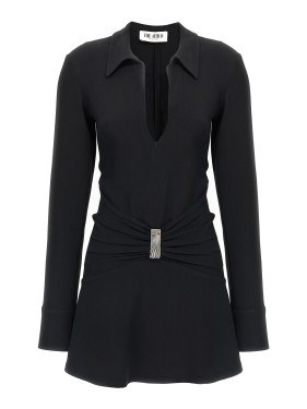 オールインワン・サロペット The Attico Two-Material Knit Mini Dress With Asymmetrical The Attico Two-Material Knit Dress With Asymmetrical Hemline