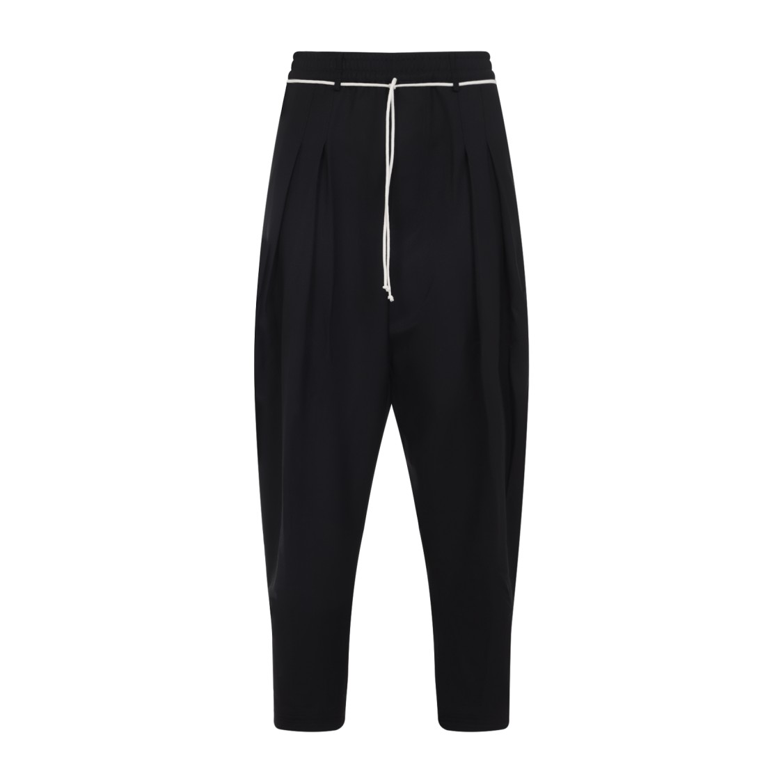 Mordecai Black Virgin Wool Drawstring Pant In Black