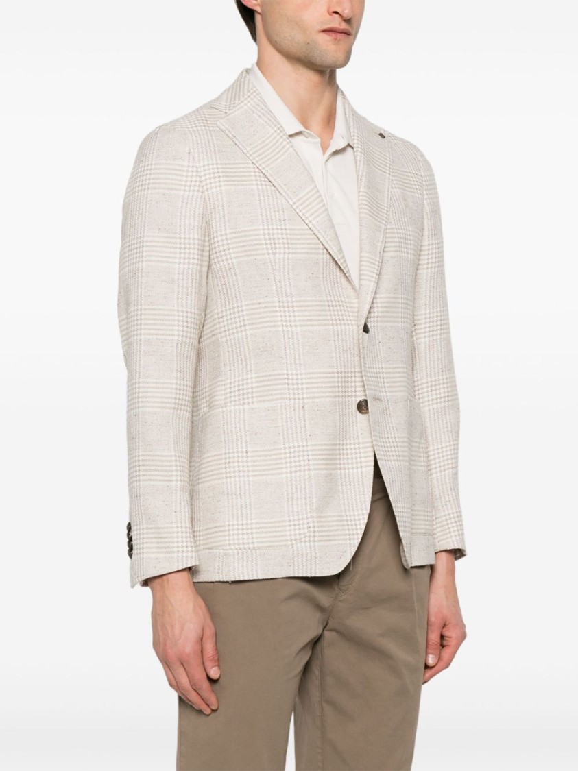 Tagliatore Taupe Plaid Tailored Jacket With Notched Lapels In Neutrals