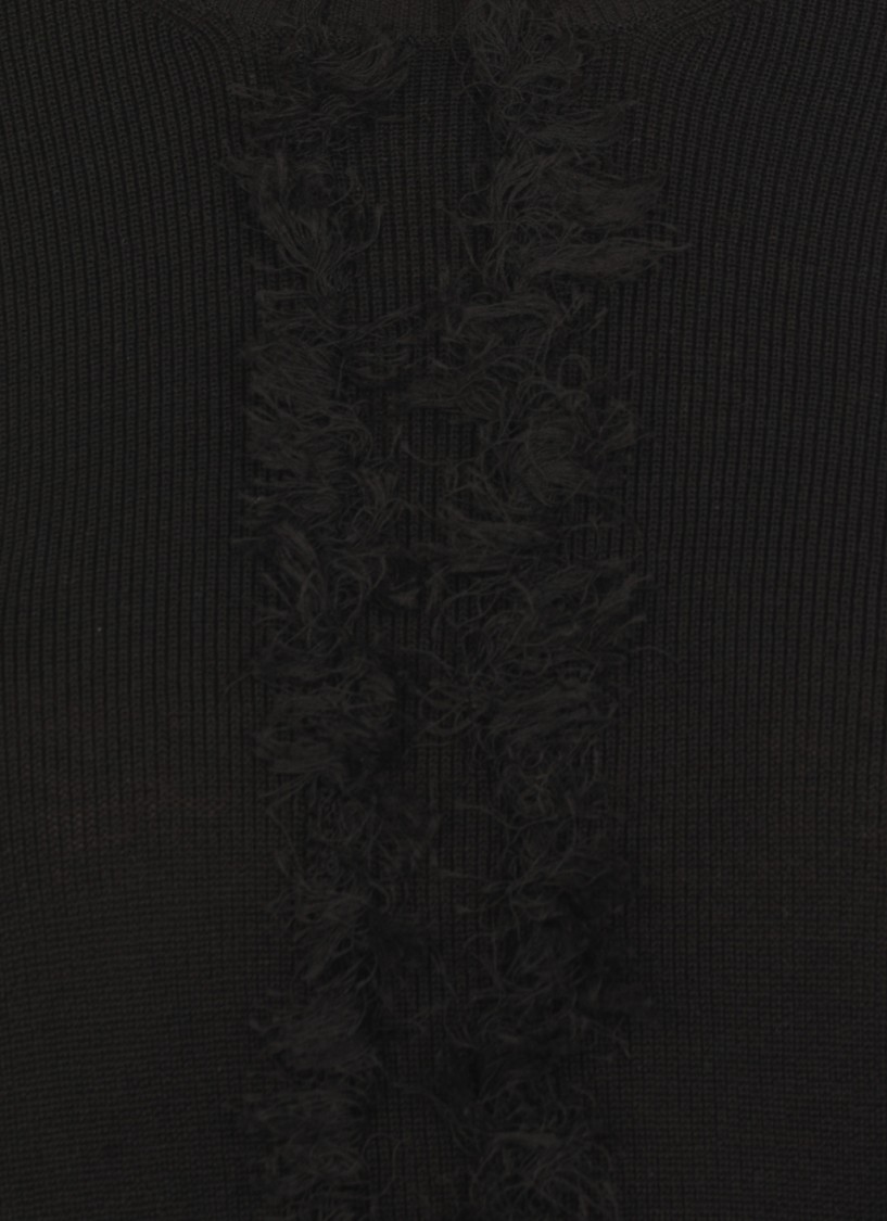 Shop Uma Wang Black Sweater With Fringes