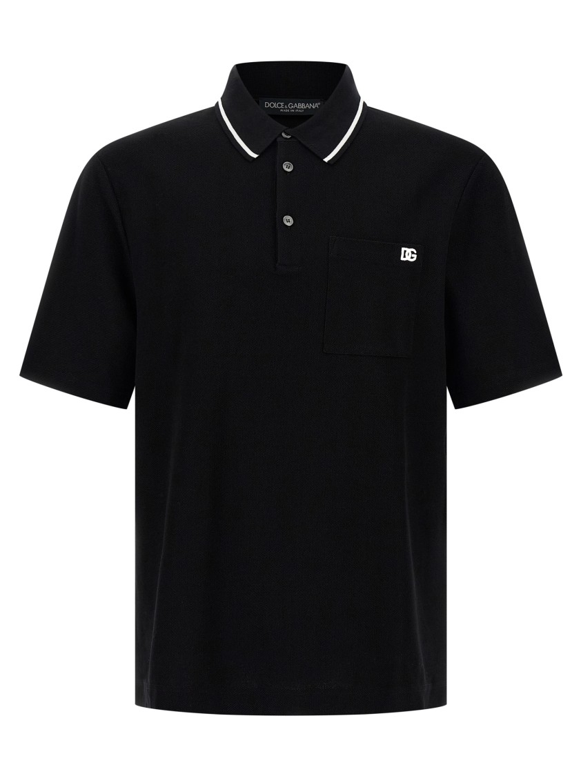 Dolce & Gabbana Polo Shirt In Piqué De Coton In Black