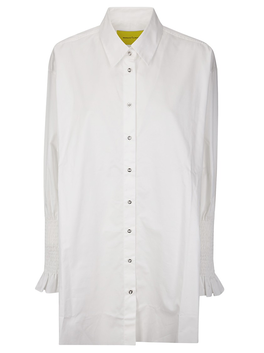 Marques' Almeida Cap Sleeve T-shirt With Frill And Lace Hem In White