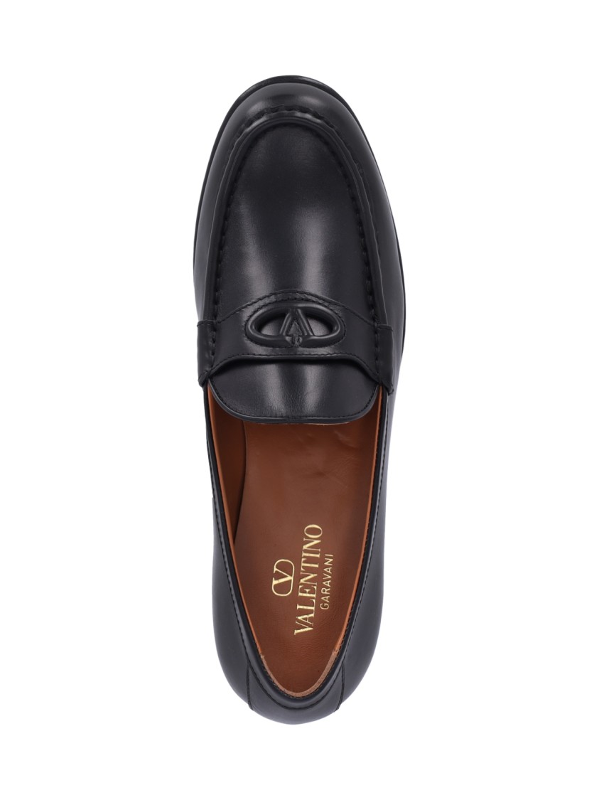 Valentino Vlogo Signature Leather Loafers In Black