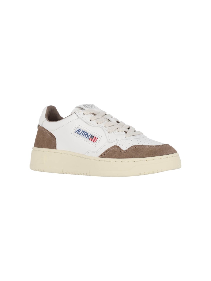 Autry Low Sneaker With Contrast Panels And Perforated Detailing In White