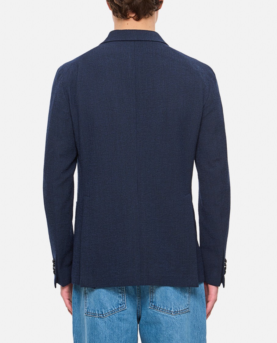 Shop Tagliatore Single-breasted Blue Jacket With Tailored Fit