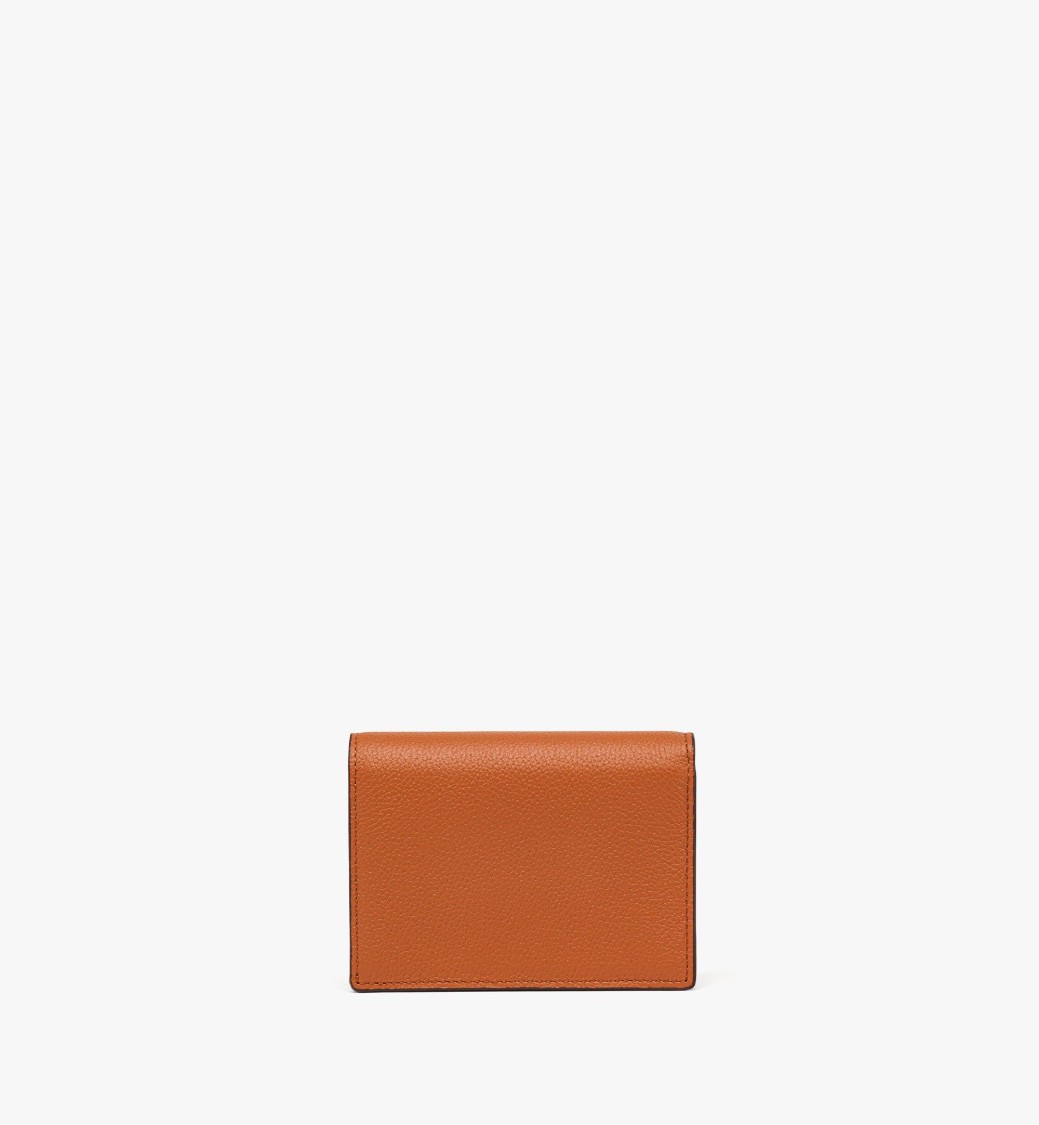 Mcm Embossed Leather Wallet With Noble Laurel Wreath In Brown