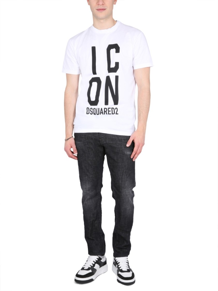 Dsquared2 Easy Black Wash Tidy Biker Black Stretch Cotton Denim Jeans In Black