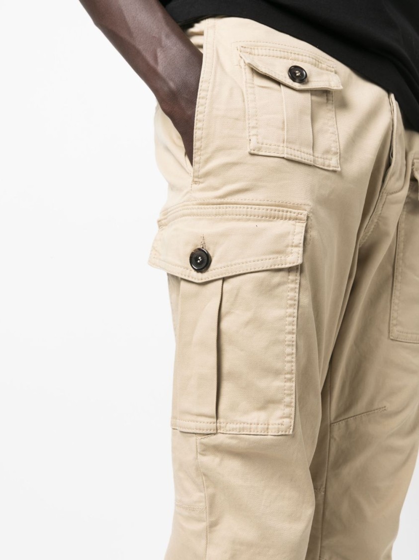 Shop Dsquared2 Tapered Cropped Cargo Trousers In Neutrals