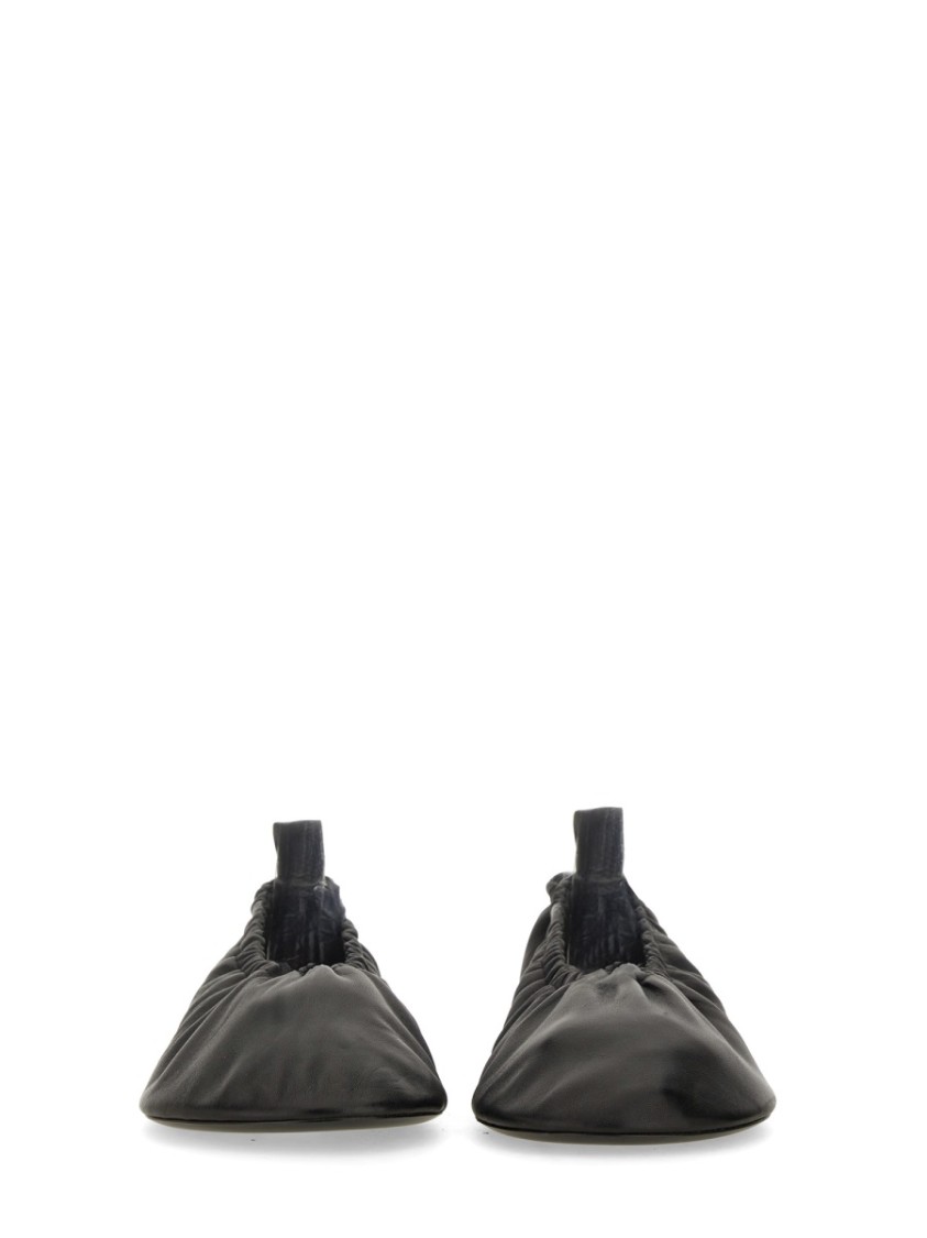 Jil Sander Nappa Ballerina Flats With Subtle Heel In Black