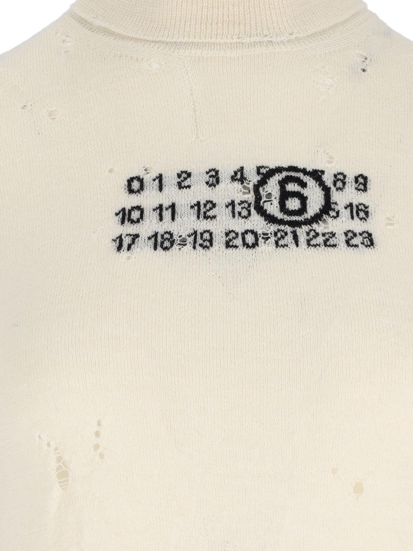 Shop Mm6 Maison Margiela Mm6 By Maison Margiela Numeric Sweater – Ivory