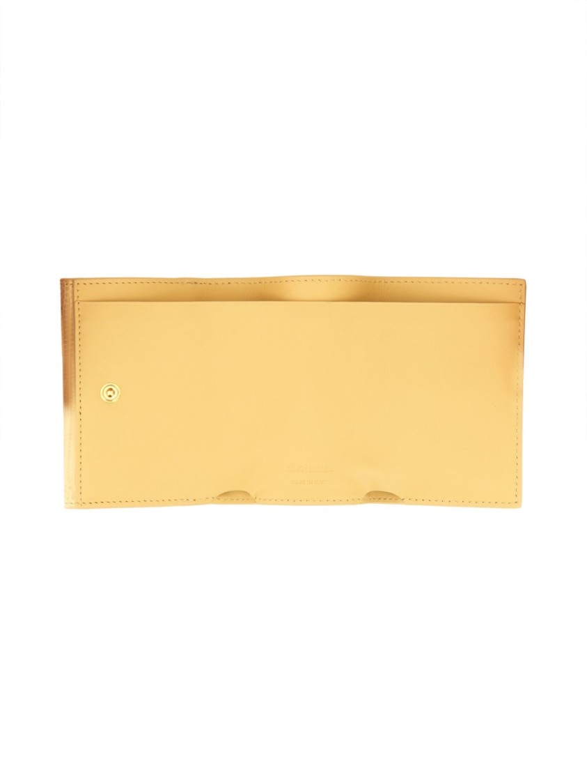 Jil Sander "baby" Textured Leather Wallet In Yellow