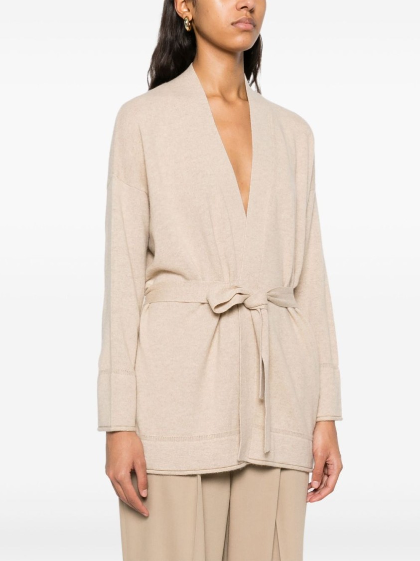 Max Mara Relaxed Fit Sweater With Deep V-neckline In Neutrals