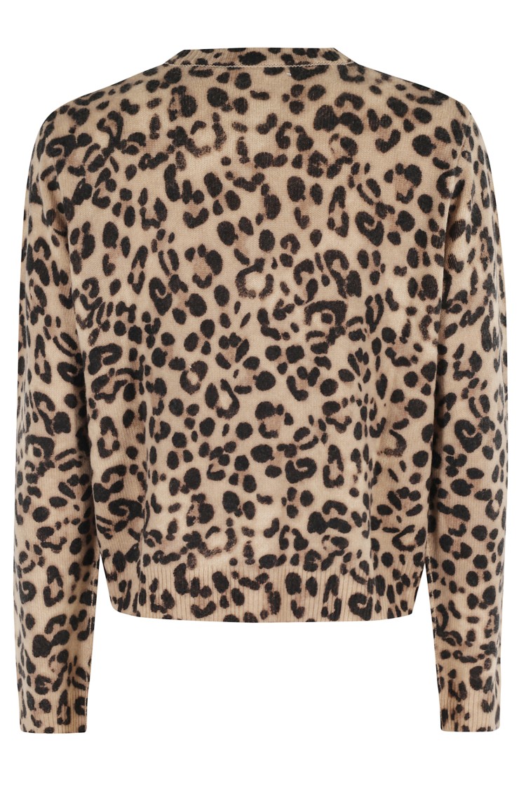 Semicouture Semi Couture Leopard Print Cardigan With Round Neckline In Black