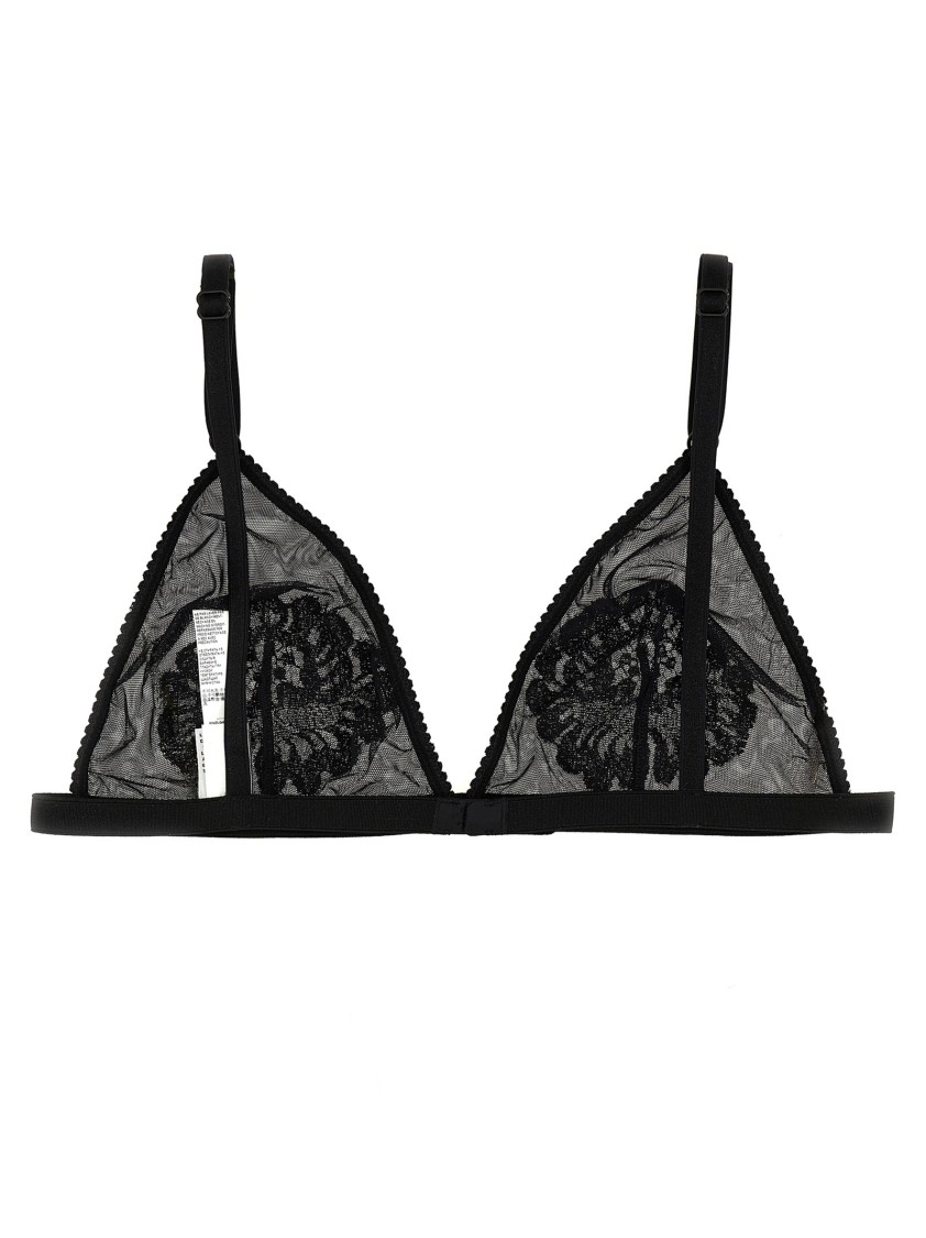 Dolce & Gabbana Dolce&gabbana Black Tulle Triangle Bra With Lace Details In Black