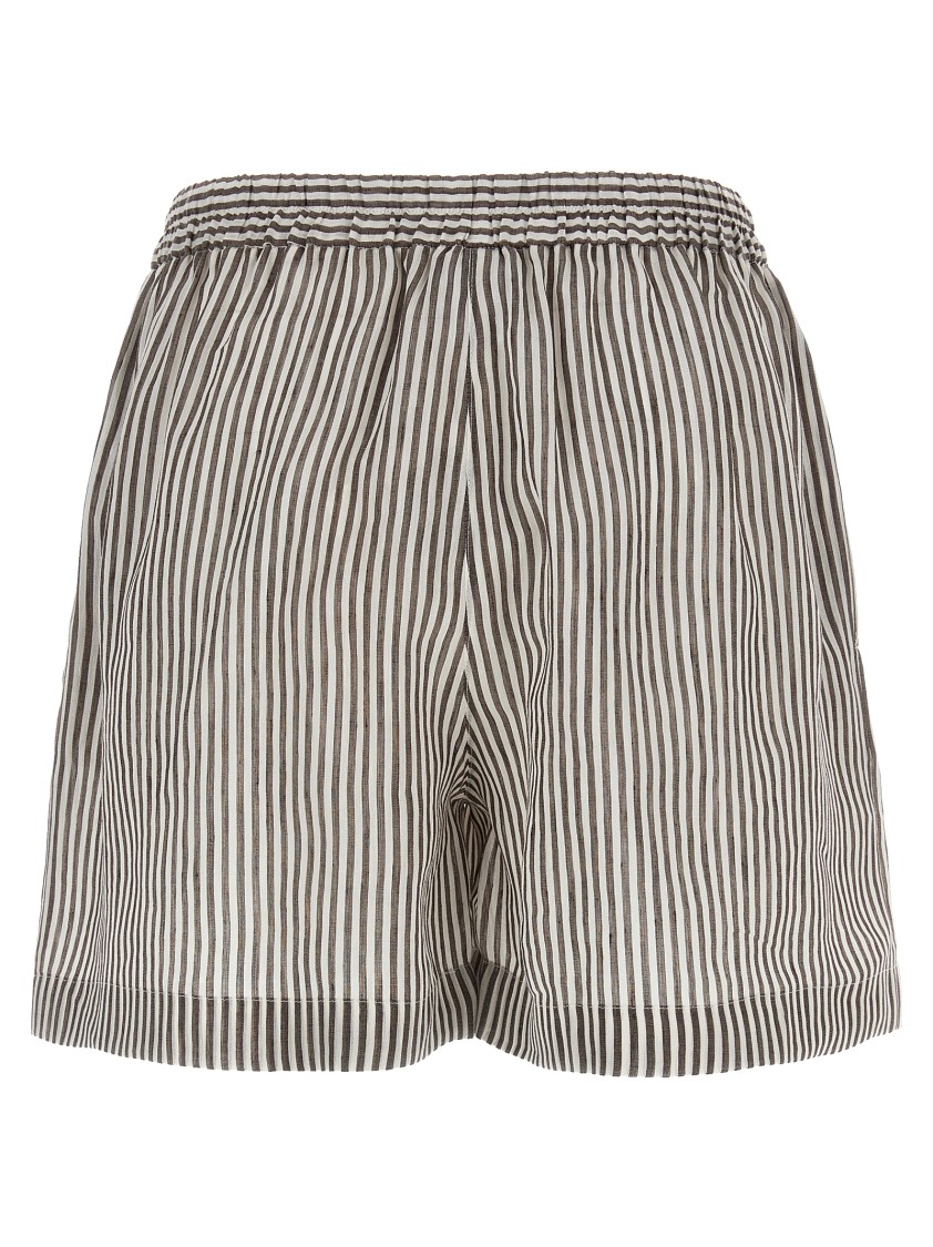 Brunello Cucinelli Striped Linen Bermuda Shorts Bermuda And Short In Multi