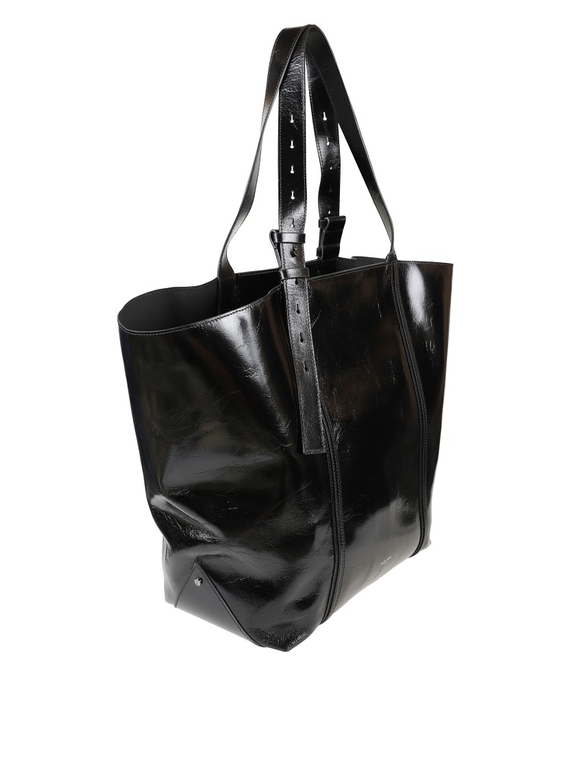 Golden Goose Glossy Black Tote Bag With Structured Silhouette In Black