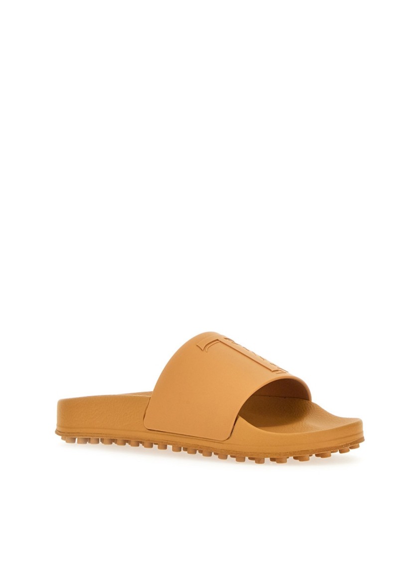 Tod's Monogram Logo Slides Sandals In Brown