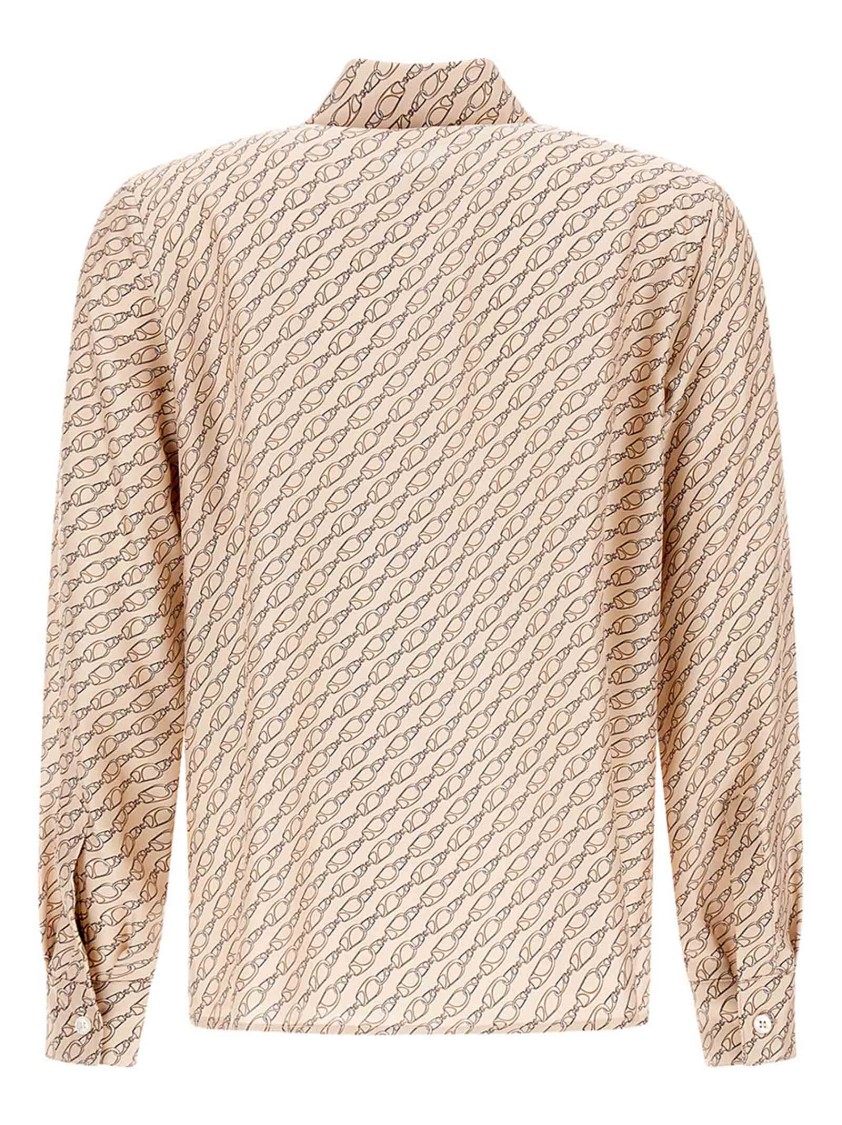 Herno Camel Mulberry Silk Shirt With Unique Hook Print In Nude