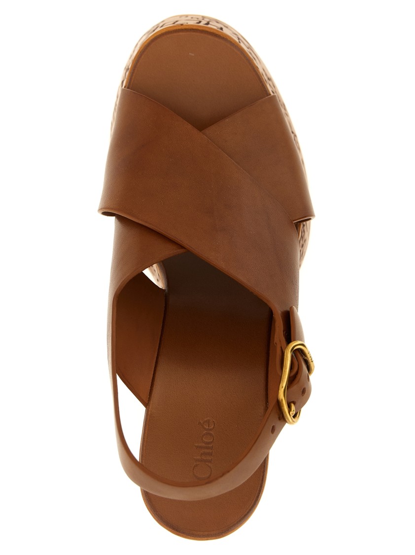 Chloé Maxime Leather Slingback Platform Sandals In Brown
