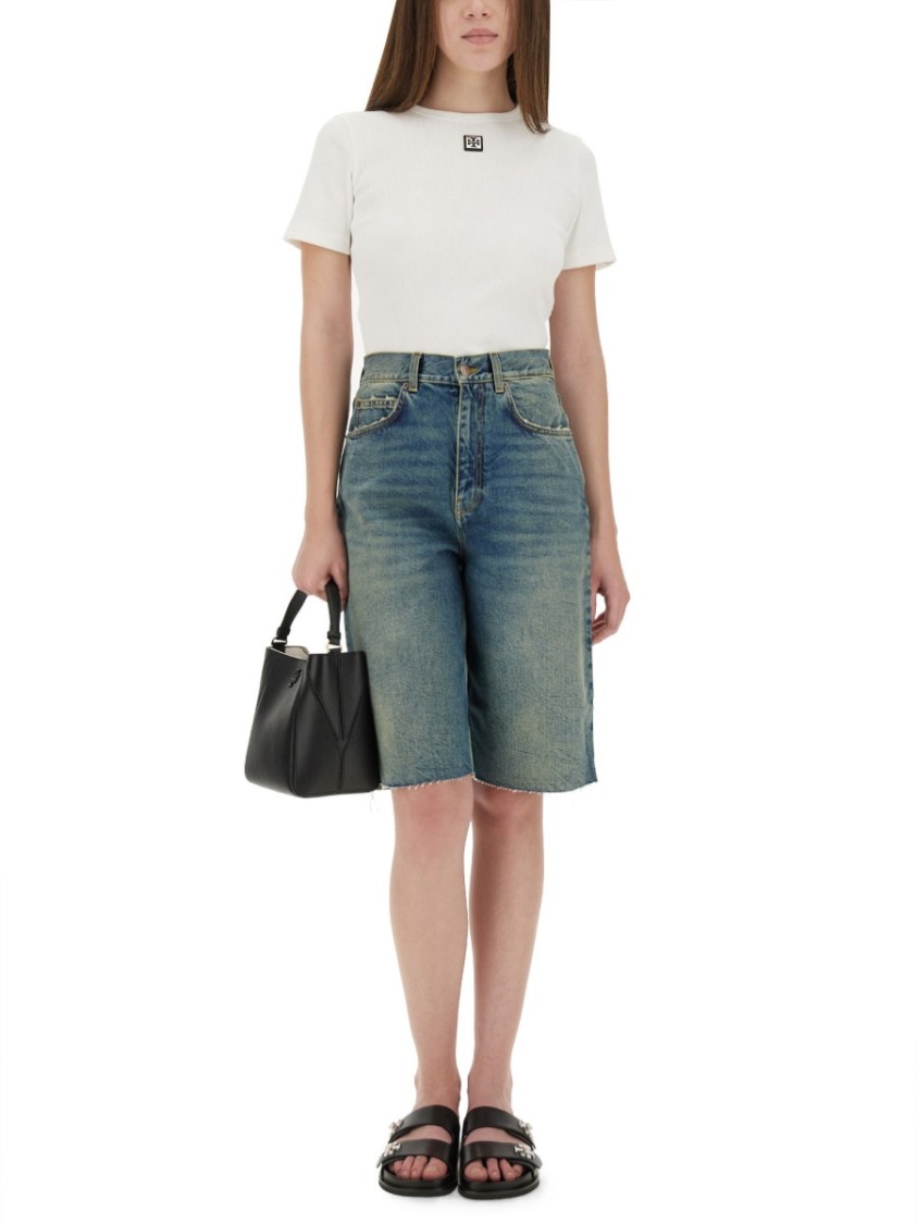 Tory Burch Cotton Rib Logo Tee In White