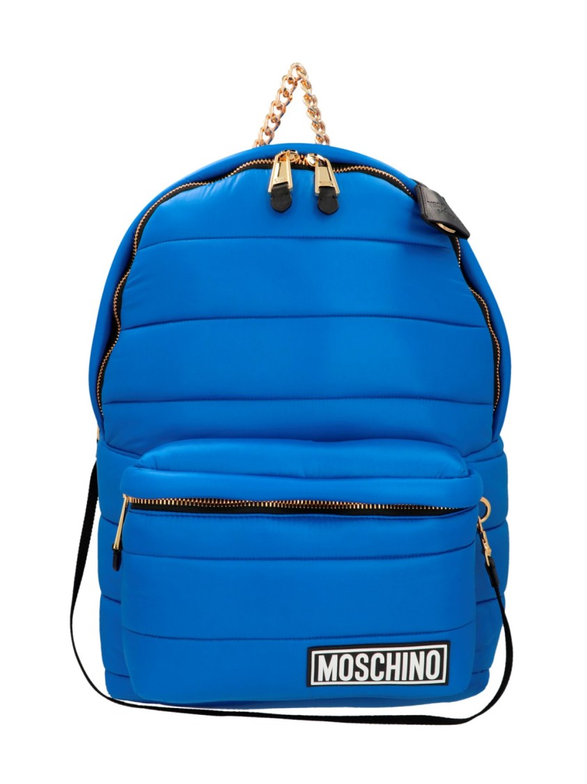 Moschino Quilted Hooded Backpack In Blue