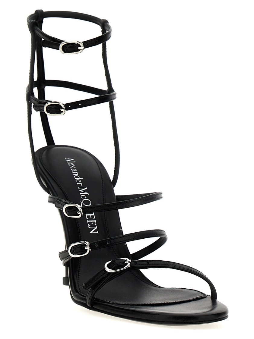 Alexander Mcqueen 90 Strappy Leather Sandals In Black