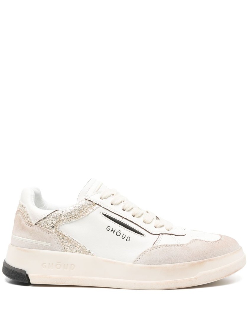 Ghoud White And Beige Sneakers With Textured Accents In White