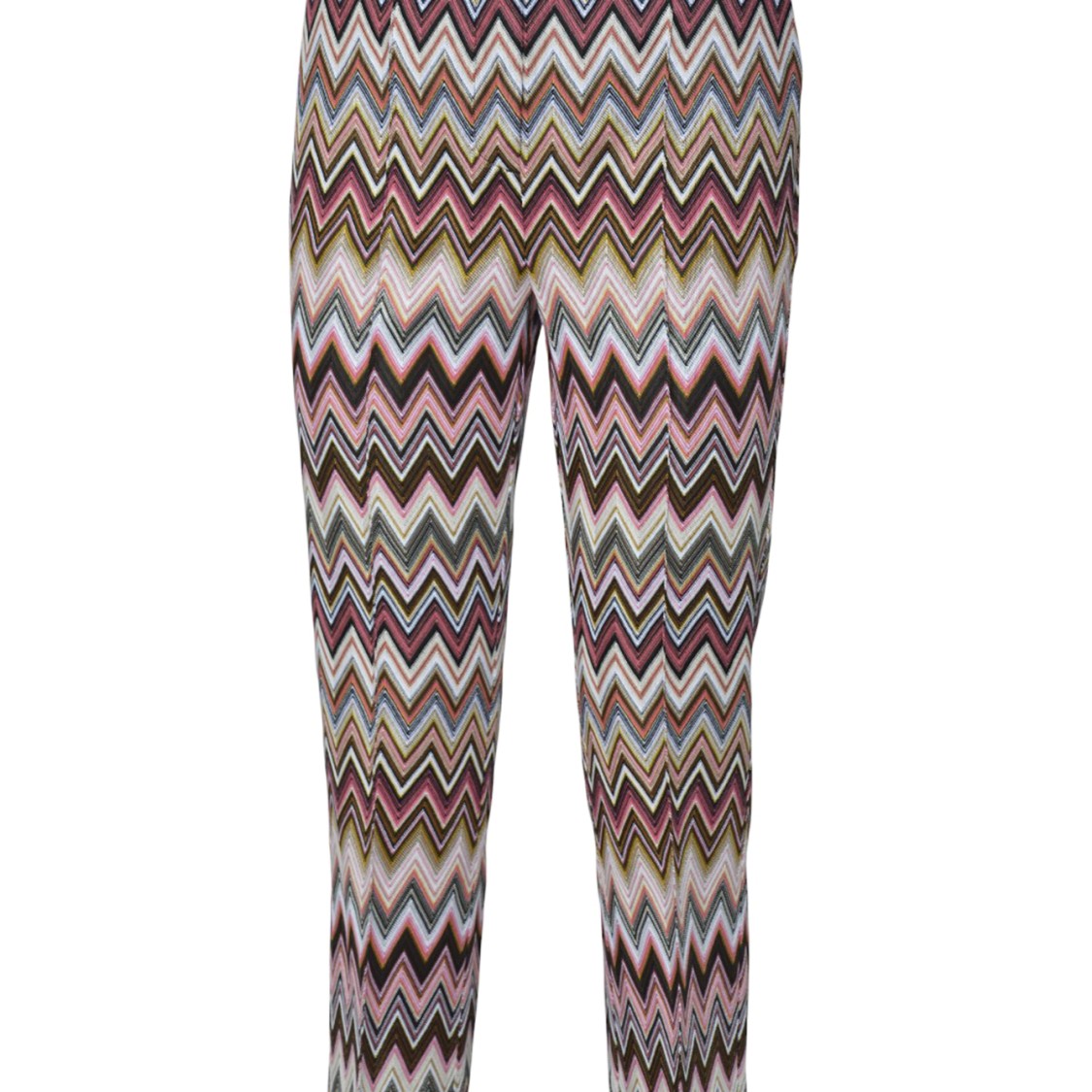 MISSONI MISSONI CROP TROUSERS IN COTTON AND VISCOSE ZIG ZAG PATTERN PINK