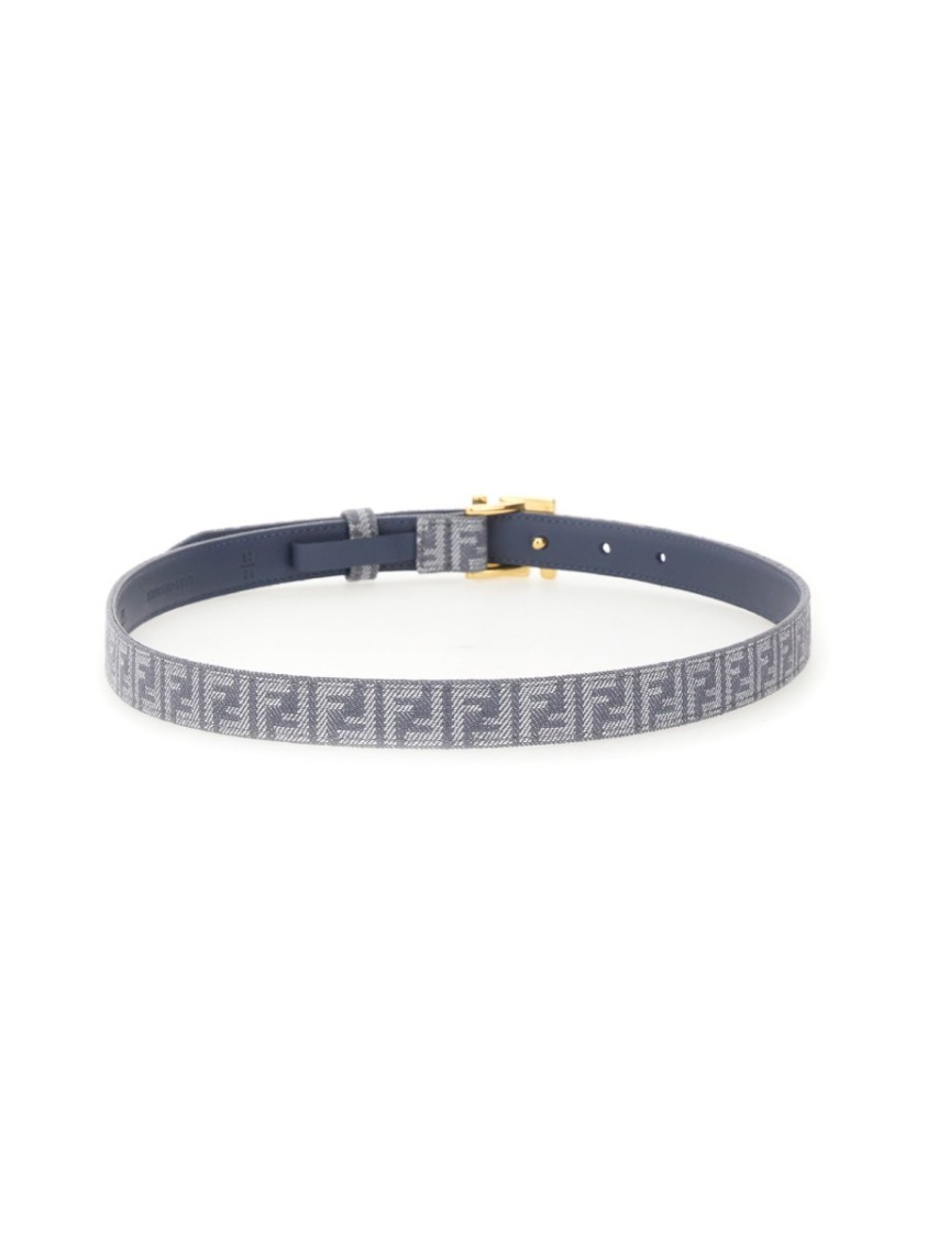 Fendi Jacquard Ff Fabric Belt In Gray