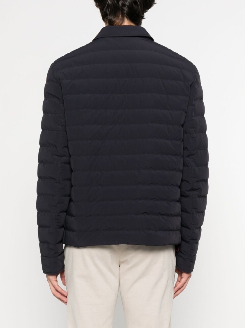 Brunello Cucinelli Dark Blue Nylon Short Jacket In Black