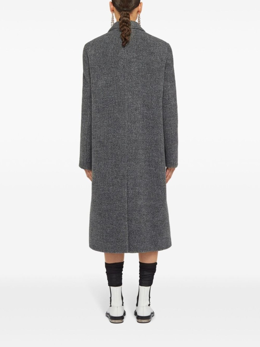 Jil Sander Long Textured Alpaca Coat With Notched Lapel