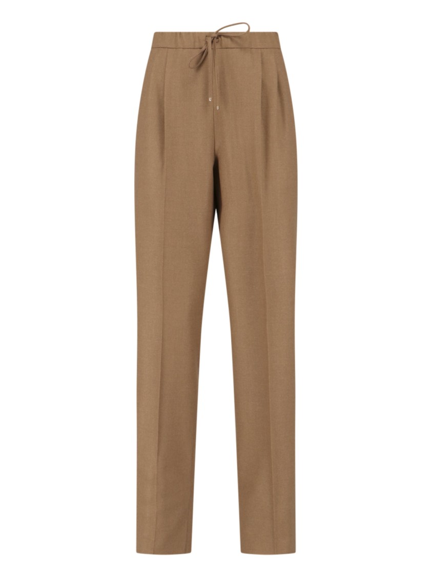 Max Mara Trousers Straight Leg Elastic Waistband In Brown
