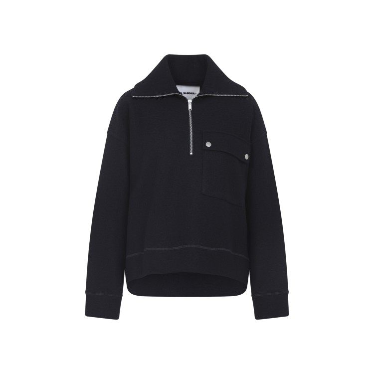 Jil Sander Half-Zip Black Wool Blend Sweatshirt | THE LIST Jil Sander Half-Zip Black Wool Blend Sweatshirt | THE LIST