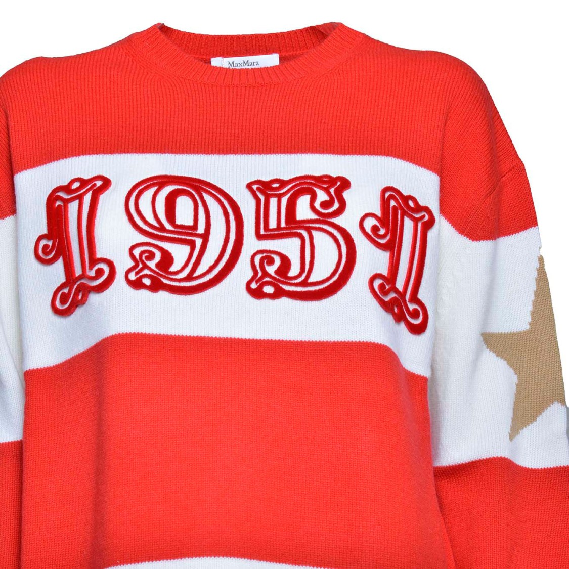 Max Mara Dirce Over Sweater In Red Jacquard Wool In Red