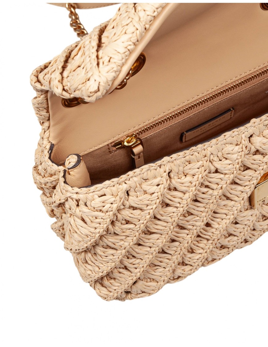 Tory Burch Kira Woven Small Convertible Shoulder Bag In Neutral