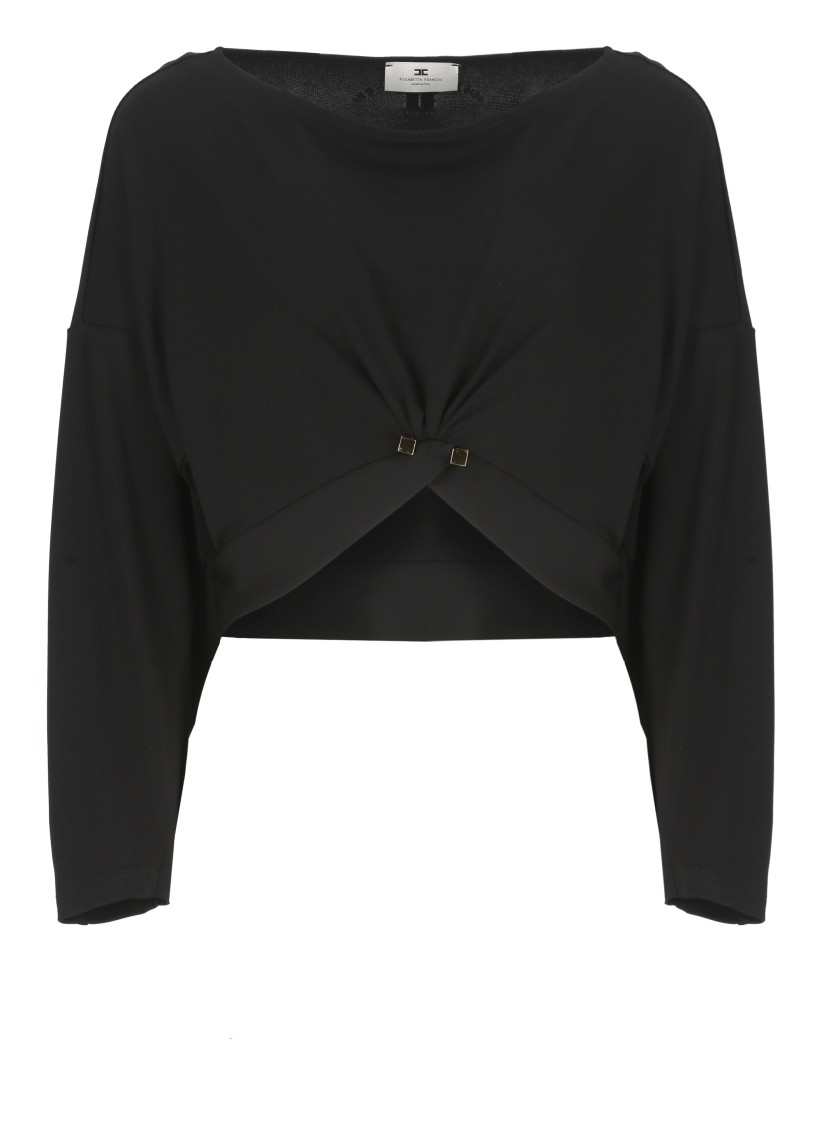 Elisabetta Franchi Black Viscose Sweater In Black