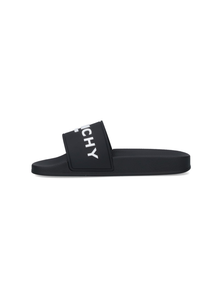 GIVENCHY GIVENCHY LOGO SLIDE SANDALS – BLACK