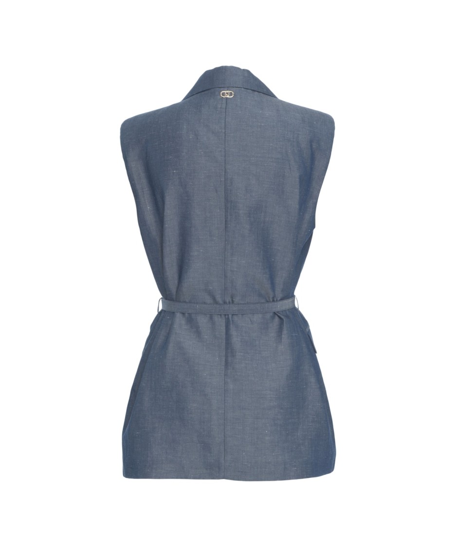 Liu •jo Liu Jo Tailored Vest With Waist Belt In Grey
