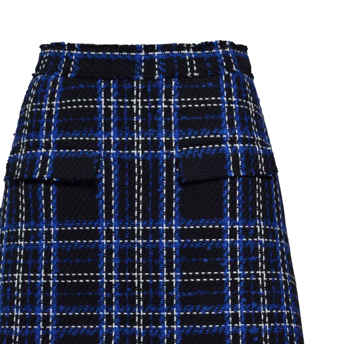 Msgm Black And Blue Tartan Tweed Skort In Black