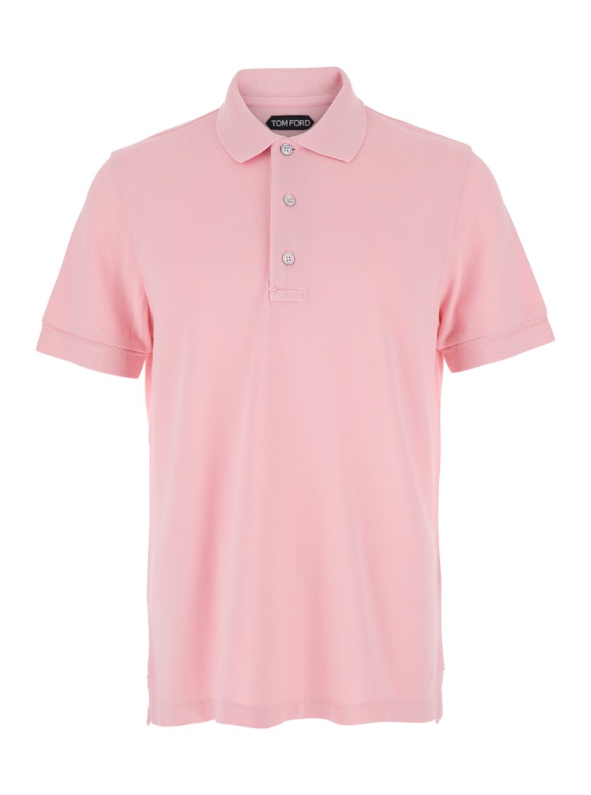 Tom Ford Pimk Short-sleeves Polo In Cotton Piquet Jersey Man In Pink