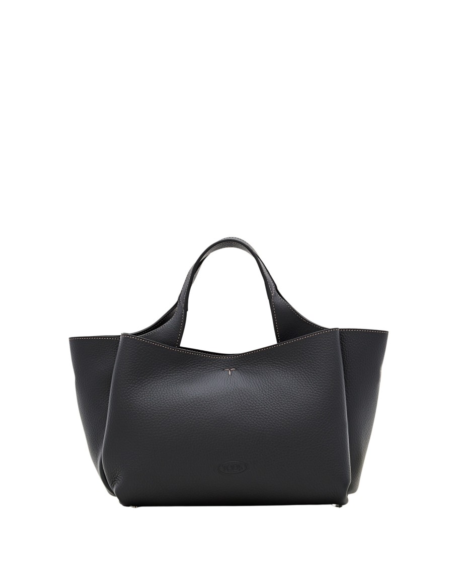 Tod's Mini Leather Tote Bag In Black
