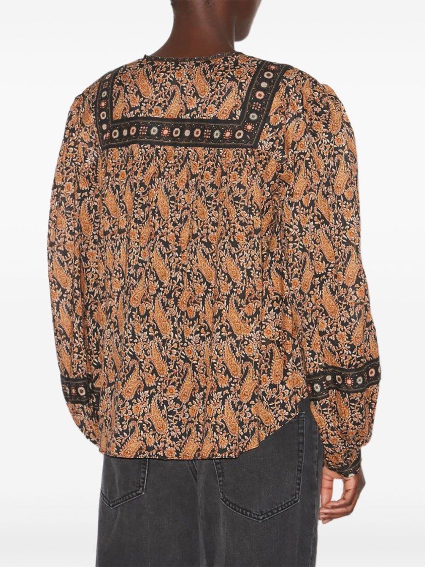 ISABEL MARANT ÉTOILE ISABEL MARANT ÉTOILE BLOUSE WITH DEEP V-NECK AND FLORAL PATTERNS