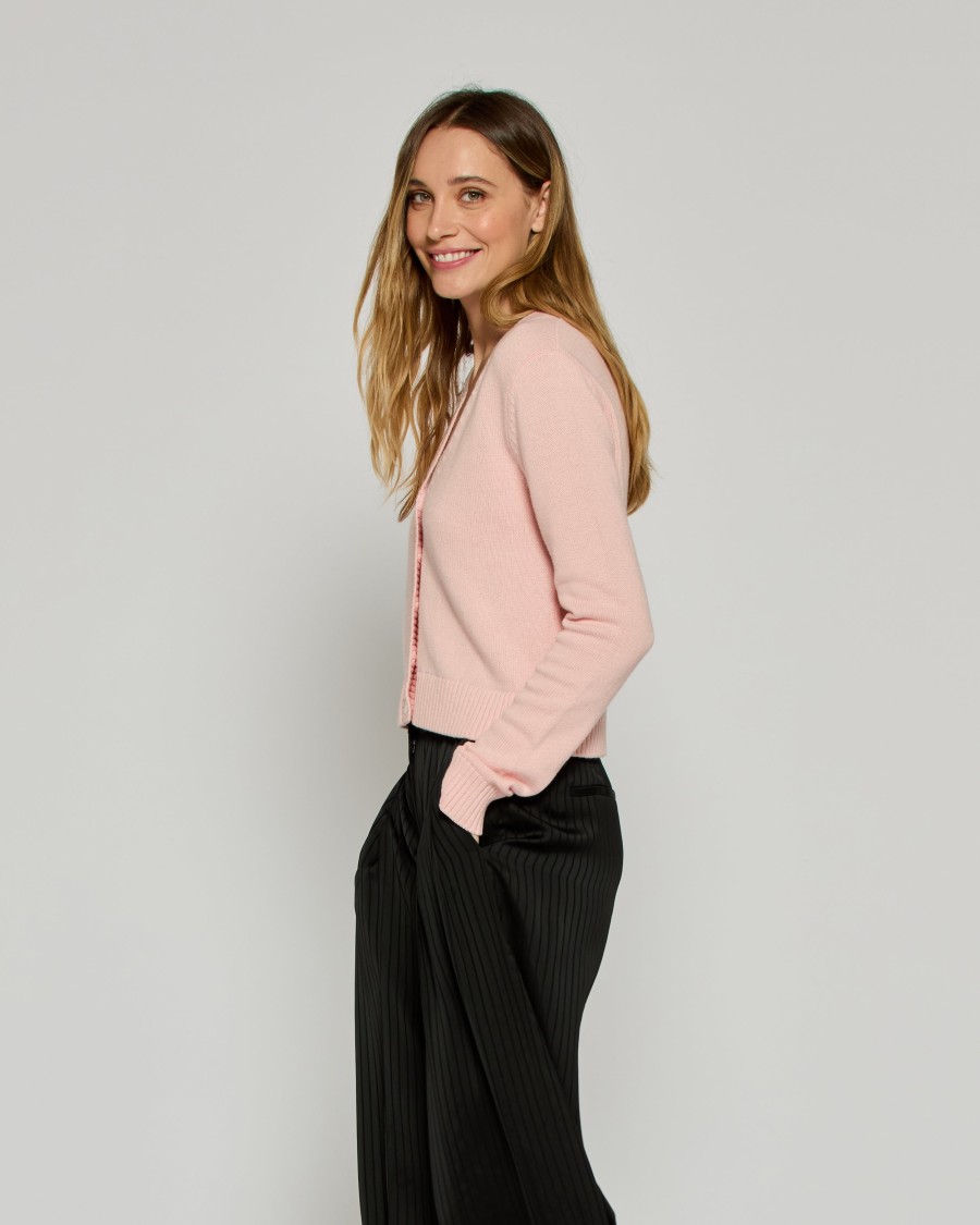 Serena Bute V-neck Semi Cropped Cardigan - Light Pink In Pink