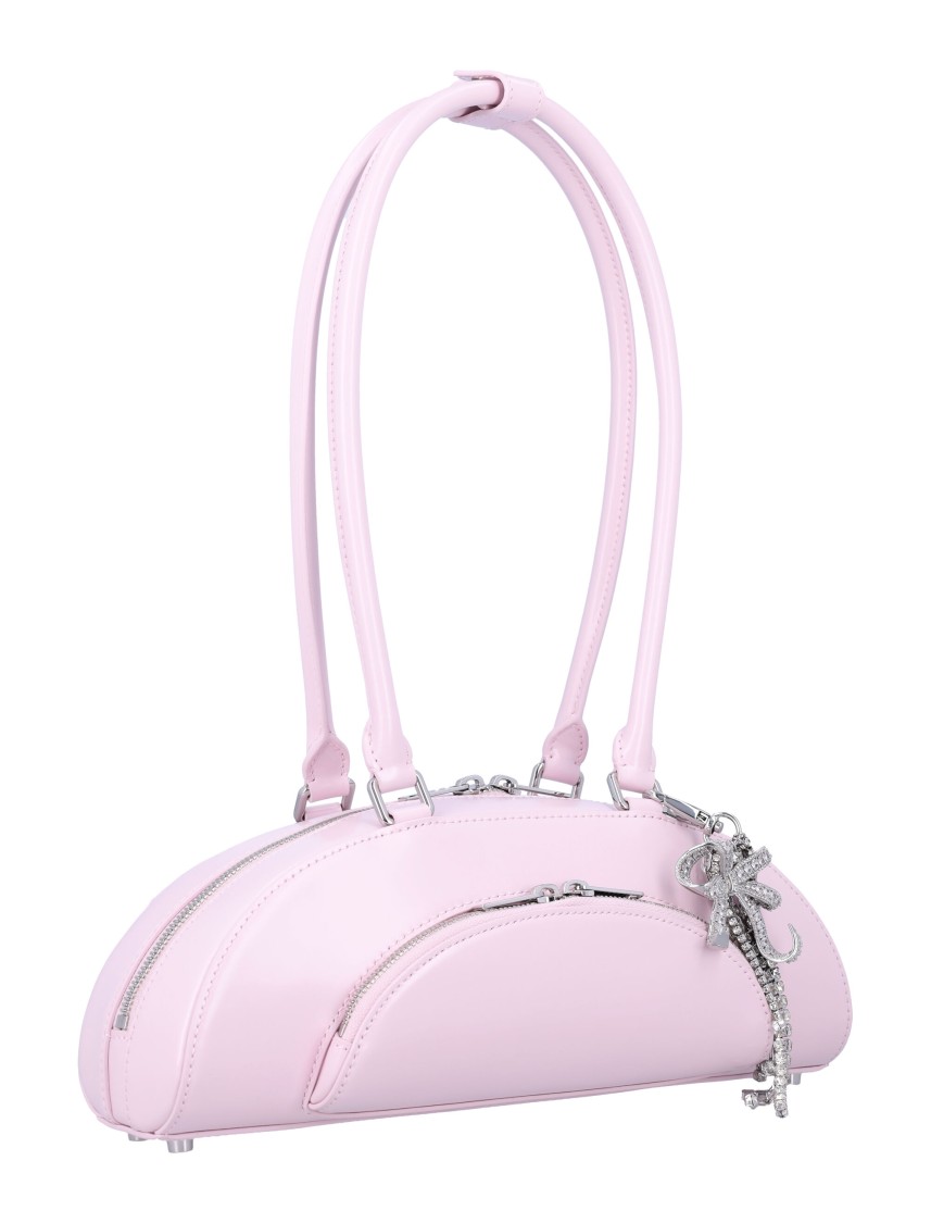 Self-portrait Curved Charm Shoulder Bag In Pink